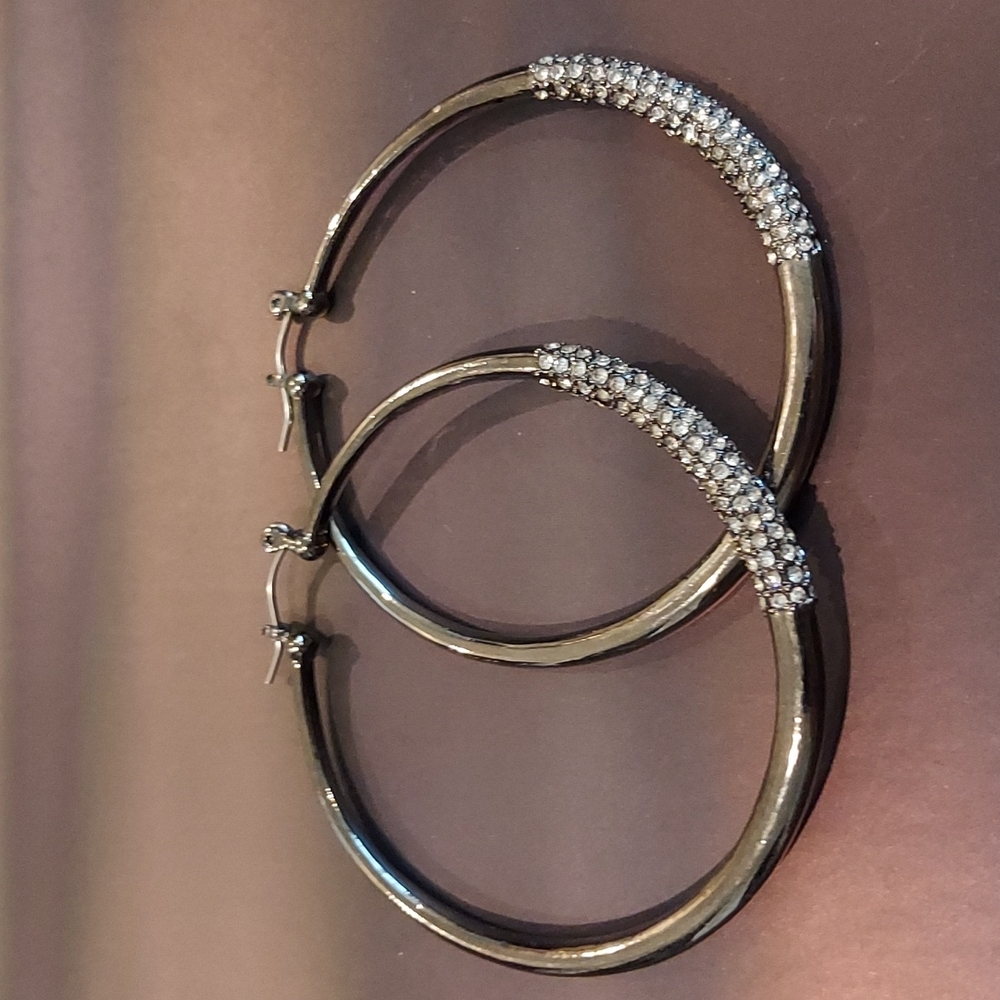 Crystal Embellished Large Hoop Earrings